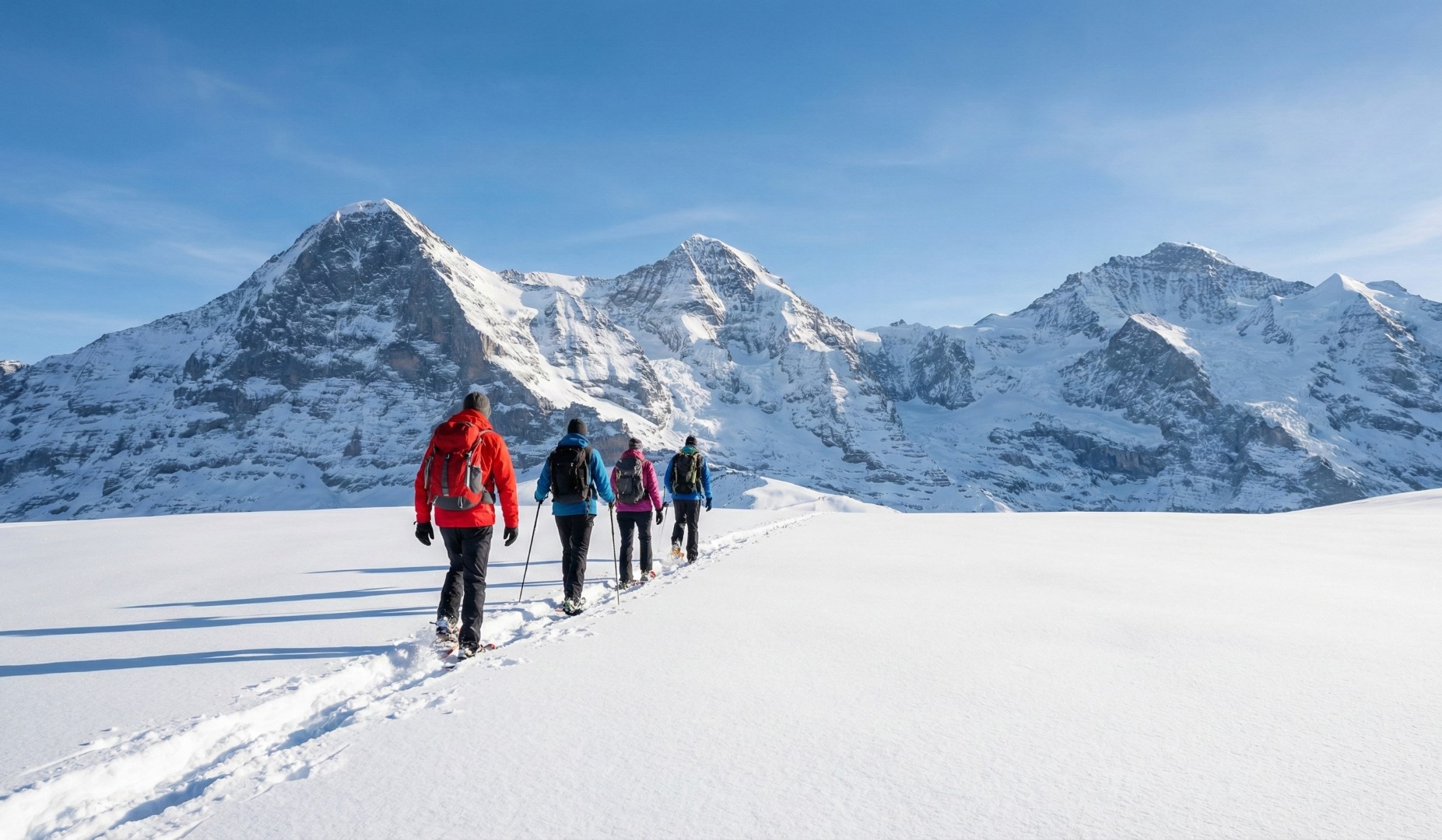Snowshoeing Interlaken Crunching Snow Melting Cheese Switzerland adventure snow fondue winter Jungfrau (1)
