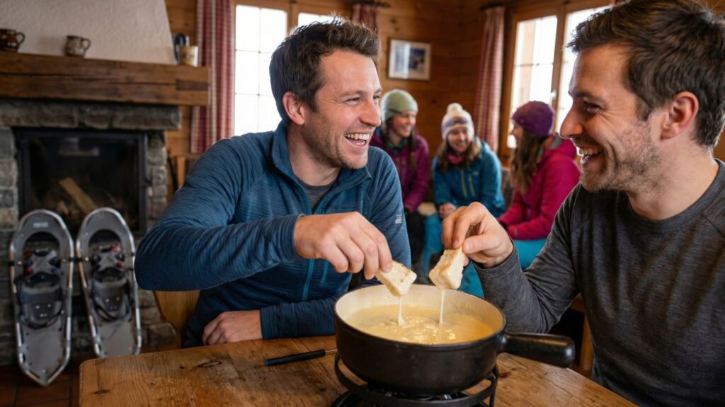 Snowshoeing Interlaken Crunching Snow Melting Cheese Switzerland adventure snow fondue winter Jungfrau (5)